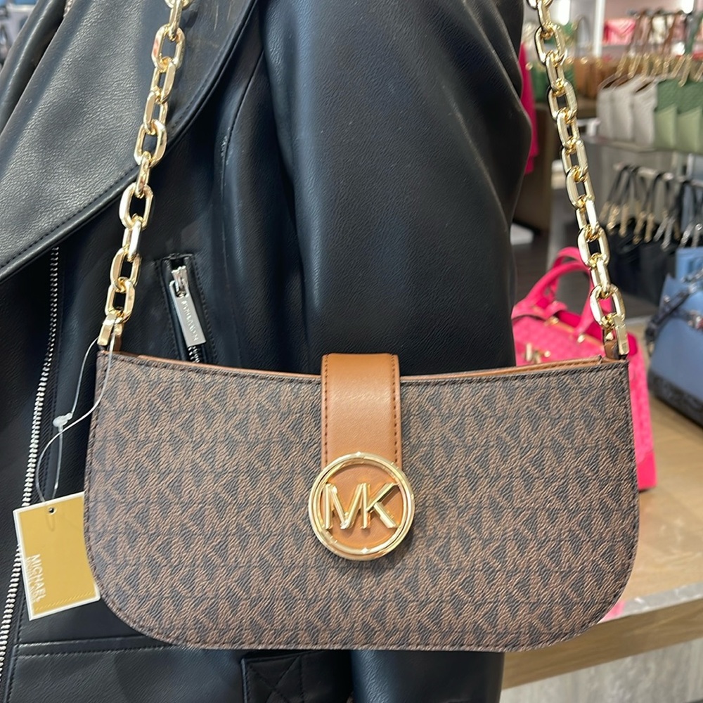 Michael Kors Carmen Small Logo Shoulder Pouchette Bag in Brown
NWT - Picture 11 of 16